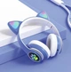 Беспроводные наушники с кошачьими ушками музыкальные блютуз Bluetooth накладные CAT VZV 24M синие - изображение 2