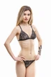 Комплект женский кружевной бюстгальтер с мягкой чашкой и стринги Felisiya Lingerie Черный 2004+204-170сер S - изображение 1