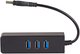 USB хаб Akyga AK-AD-32 USB 3.0 3-port + Ethernet Black - зображення 3