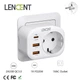 Сетевой разветвитель LENCENT WW09-F-PD 16A 4000W 4 в 1 с функцией быстрой зарядки PD+QC3.0 20W - изображение 2