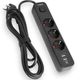Мережевий подовжувач 3 м 3 гнізда з 2USB + USB-C заземленням і кнопкою VIDEX VF-PD33G2U1C-B - зображення 1