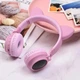 Беспроводные наушники с подсветкой Hoco W27 Cat Ear LED BT5.0 ушки розовый - изображение 7