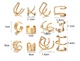 Набір кафф 12 штук біжутерія сережки золотисті Fashion Jewelry (II) 18970 - зображення 4