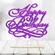 Блискучий Топпер "Happy Birthday (13)" Напис 12х8cм для Торта у Букет Квіти Фігурка МДФ з Одностороннім глітером (фіолетовий) - зображення 1