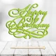 Блестящий Топпер "Happy Birthday (13)" Надпись 12х8cм для Торта в Букет Цветы Фигурка МДФ с Односторонним Глиттером (салатовый) - изображение 1