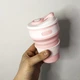 Складная силиконовая термокружка Collapsible pink 350ml - изображение 13