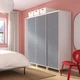 Шкаф с 3 раздвижными дверьми IKEA ОПХУС, белый ларколлен, темно-серый, 180x57x191 см, 394.941.85 - изображение 2