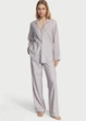 Пижама Victoria's Secret Flannel Long Pajama Set фланелевая (Рубашка+штаны) XS розовая в полоску - изображение 1