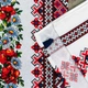 Рушник вафельний з принтом вишивки та червоними квітами GM Textile 35х61см 180г/м2 (Різнокольоровий) - зображення 3
