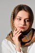 Кашемировый бежевый шарф в клетку от бренда MyScarf - изображение 3