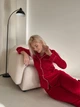 Пижама женская плюшевая тройка рубашка штаны шорты XL красный - изображение 8