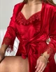 Пижама женская четверка халат майка шорты брюки Tina Collection XL красный - изображение 2