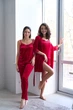 Пижама женская четверка халат майка шорты брюки Tina Collection XL красный - изображение 4