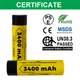 Акумулятор 18650 літій-іонний (Li-Ion) Vapcell INR18650 B34 Button Top, 3400mAh, 10A, 4.2/3.6/2.5V, Yellow - зображення 6