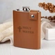 Кожаная фляга с надписью Holy water, 240 мл в подарочной деревянной коробке, Brown, WOODPRESENT - изображение 2