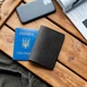 Черная обложка на паспорт с гербом для документов KONSUL из натуральной телячьей кожи - изображение 1