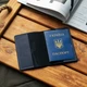 Синяя обложка на паспорт с гербом для документов KONSUL из натуральной телячьей кожи - изображение 5