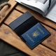 Синяя обложка на паспорт с гербом для документов KONSUL из натуральной телячьей кожи - изображение 7
