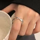 Кольцо стильное женское геометрия MM0055 серебристый - изображение 3