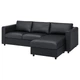 3-місний диван IKEA VIMLE ВІМЛЕ, з кушеткою, ГРАНН, Бомстад чорний, 893.066.86 - изображение 1