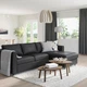 3-місний диван IKEA VIMLE ВІМЛЕ, з кушеткою, ГРАНН, Бомстад чорний, 893.066.86 - изображение 3