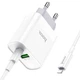 Адаптер мережевий Hoco Type-C to Lightning cable rapido charger set C80A |1USB/1Type-C, QC/PD, 20W, 3A| білий - зображення 6