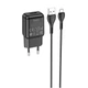 Адаптер сетевой Hoco Micro USB cable single port charger set C96A |1USB, 2.1A| черный - изображение 2