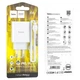 Адаптер сетевой Hoco Type-C to Lightning charger set C97A |1USB/1Type-C, 20W/3A, QC/PD| белый - изображение 7