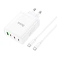 Адаптер сетевой HOCO Leader Type-C to Type-C Cable four-port (3c1a) fast charger set N31 |4Type-C/1USB, 100W/5A, PD/QC| белый - изображение 2