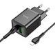 Адаптер сетевой Hoco Type-C to Lightning Cable founder charger set N28 |1USB/1Type-C, 20W/3A, PD/QC| черный - изображение 3