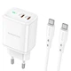 Адаптер сетевой BOROFONE Type-C to Type-C cable Reacher dual Port charger set BN9 |2Type-C, 35W/3A, PD/QC| белый - изображение 1
