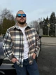 Мужская рубашка MonsterBrand теплая 5XL (60) синяя - изображение 5