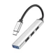 Адаптер Hoco HB26 (Type-C to USB3.0+USB2.0*3) 4 in 1 металлический серый - изображение 1