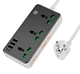 Сетевой фильтр удлинитель HOCO AC7-A 3 розетки + 3 USB+USB-C, 17W, 220В, кабель 1,5м, Black-White - изображение 1