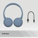 Навушники On-ear Sony WH-CH520 BT 5.2, SBC, AAC, Wireless, Mic, Синій - изображение 3