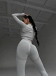Спортивный женский костюм-двойка Seamless collection с эффектом Push Up (рашгард + леггинсы) для фитнеса и йоги XS-S Серебро (M010S) - изображение 2
