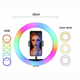 Кольцевая LED лампа RGB MJ26 с держателем для телефона 26 см с 17 режимами цветного свечения Проводной пульт USB 5 В 2A - изображение 6