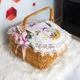 Вышитая салфетка на пасхальную корзину с ажурным кружевом 40х60 см №35 - изображение 2