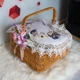 Вышитая салфетка на пасхальную корзину с ажурным кружевом 40х60 см №32 - изображение 1