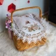 Вышитая салфетка на пасхальную корзину с ажурным кружевом 40х60 см №28 - изображение 2