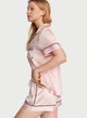 Піжама Victoria's Secret сатинова S рожева смужка шорти+сорочка Satin Short Pajama Set - изображение 2