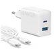 Сетевая зарядка ANKER PowerPort 312 - 20W USB-C&USB-A + USB-C cable (Белый) - изображение 1