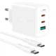 Зарядне мережеве ACEFAST A13 QC3.0 PD65W 2Type-C USB 3А + кабель Type-C - Type-C (1м) швидка зарядка для телефона/смартфону Android Білий - зображення 1