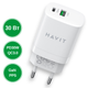 Зарядний пристрій 30W USB+USB-C (PD30W) HAVIT HV-UC30 White - зображення 1