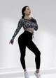 Костюм для фитнеса женский LILAFIT комплект лосины пуш ап черные и топ зебра S (LFS000071) - изображение 1