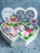 Подарочный набор с косметикой, сладостями и декором в деревянной коробке-сердечком для любимой девушки жены на день рождения. - изображение 1