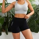 Спортивные короткие шорты с высоким поясом для фитнеса, спортзала, тренировок, йоги, бега, танцев черные 14009 M - изображение 4