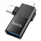 Перехідник Hoco UA17 Адаптер Lightning/UCB C на USB 2.0 Чорний - зображення 1