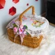 Вышитая салфетка на пасхальную корзину с ажурным кружевом 40х60 см №27 - изображение 2