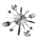 Настінний годинник на кухню "Spoons-forks" - металевий годинник ложки-виделки для кафе та кухні, срібло, 37х37 см (102016) - изображение 2